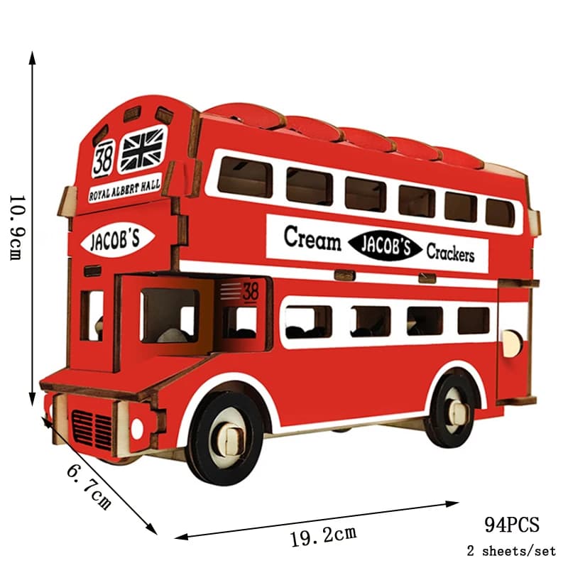 Puzzle de voiture 3D rétro en bois, modèle de Bus Suv Thunder, Kit de construction d'assemblage, jou