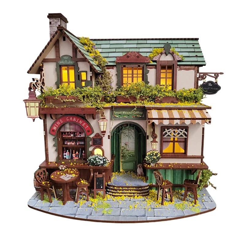 Figurines de maisons de forêt en bois à monter soi-même, miniatures, serre-livres, maisons assemblée