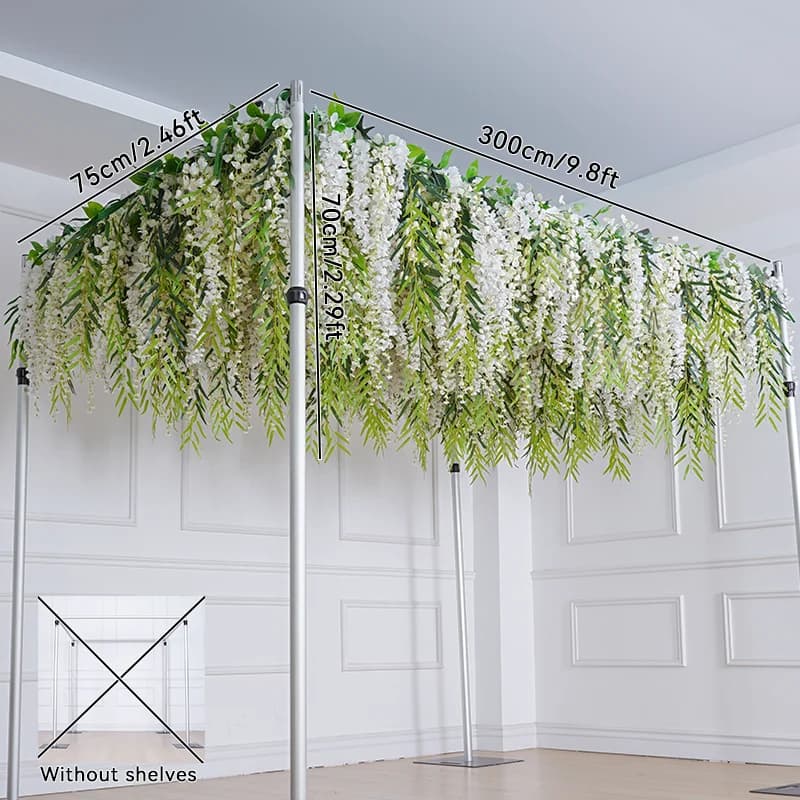 Décoration de plafond de mariage Angela A8621, feuilles de saule vertes, glycine blanche, guirlande 
