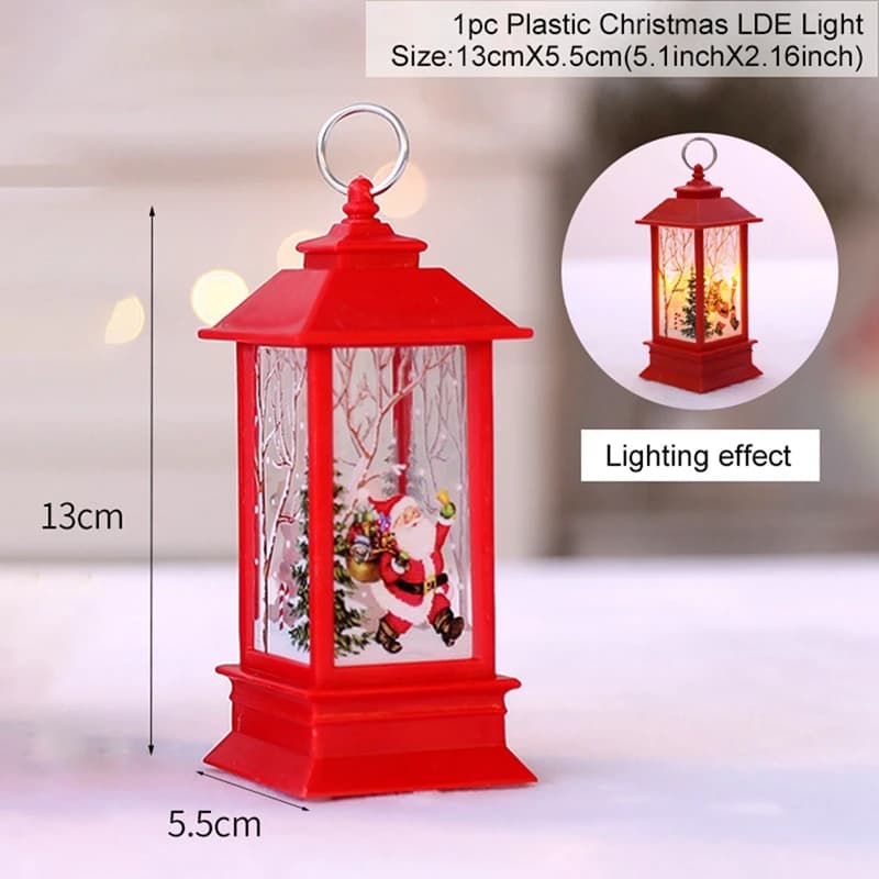Lanterne de noël lumineuse, décorations de joyeux noël pour la maison, ornements d'arbre de noël 202