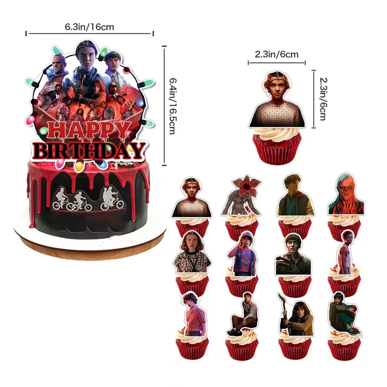 Kit de Décoration d'Anniversaire Stranger Things : Bannière Jetable, Décoration de Gâteau, Guirlande