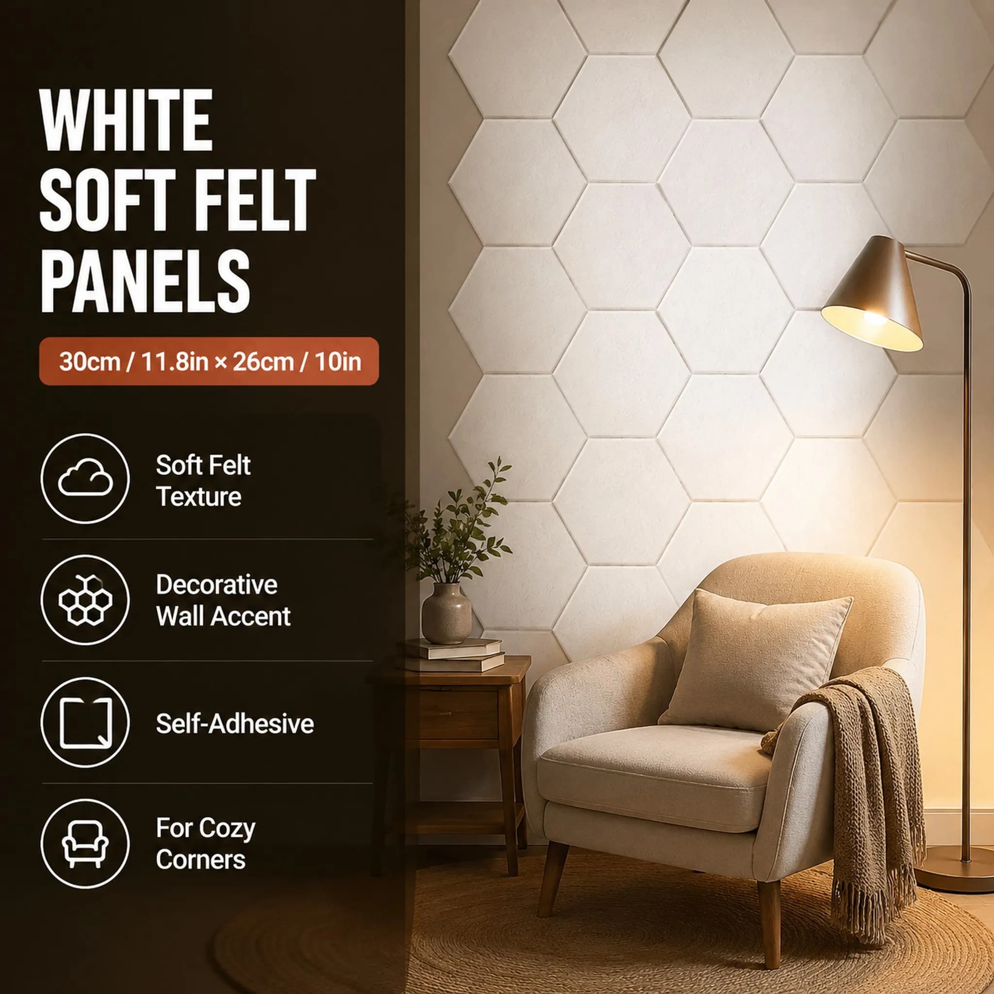 Panneaux acoustiques hexagonaux autocollants en mousse insonorisante – 3 designs pour l'absorption d
