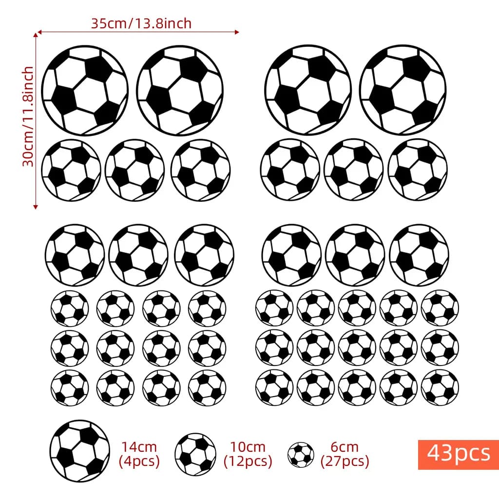 Autocollants muraux de Football pour chambre d'enfants, 43 pièces, papier peint amovible pour chambr