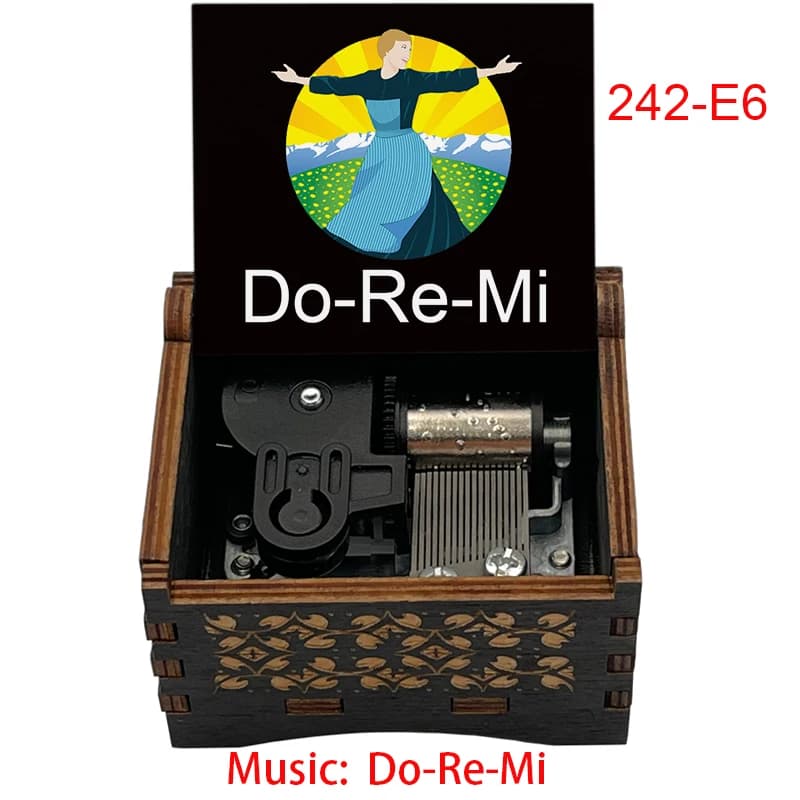 Boîte à musique en bois à manivelle, mélodie de film célèbre, 'Les Choses Préférées' / 'Do-Re-Mi' / 