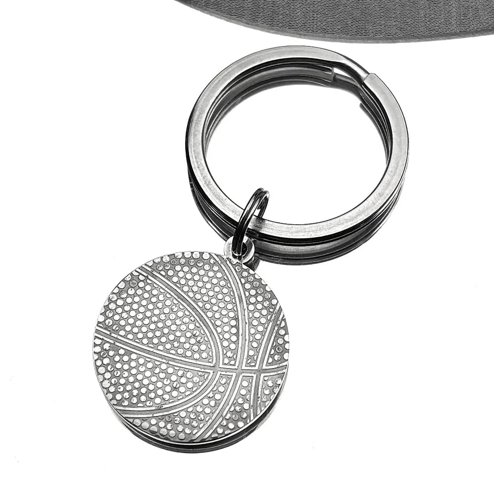 Porte-clés de basket-ball hip hop pour femmes et hommes, en acier inoxydable, couleur argent, Style 