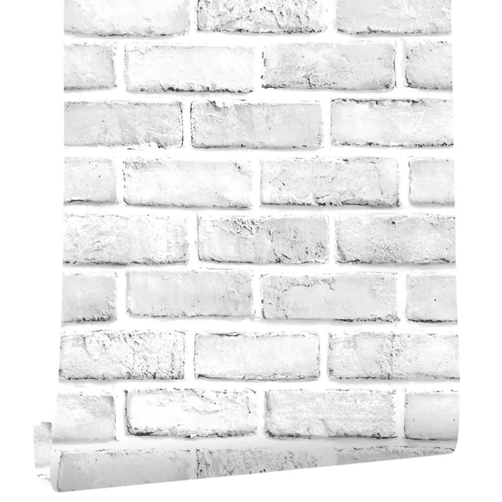 Papier peint auto-adhésif en fausse brique grise et blanche, autocollant mural pour chambre à couche