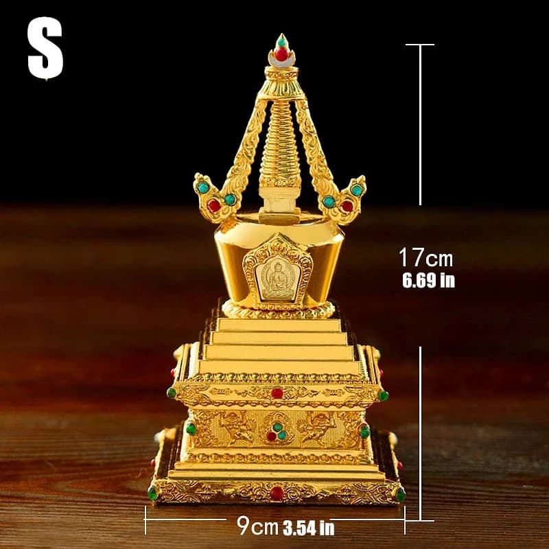 Statue de Bouddha tibétain doré, artisanat gravé en alliage de tanaccelor, collection de bouddhisme
