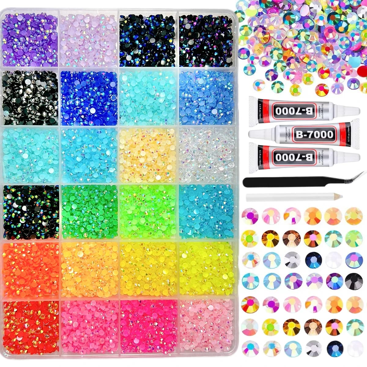 1 boîte de strass en résine demi-rond brillant minimaliste, breloques pour Nail Art, Mini strass col