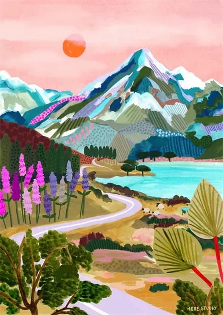 Toile de peinture colorée de ville de montagne de voyage, affiches et imprimés, images d'art murales