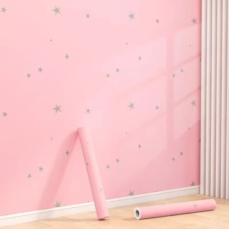 Papier peint auto-adhésif rose pour chambre de fille, 1 pièce, papier peint autocollant mural en PVC