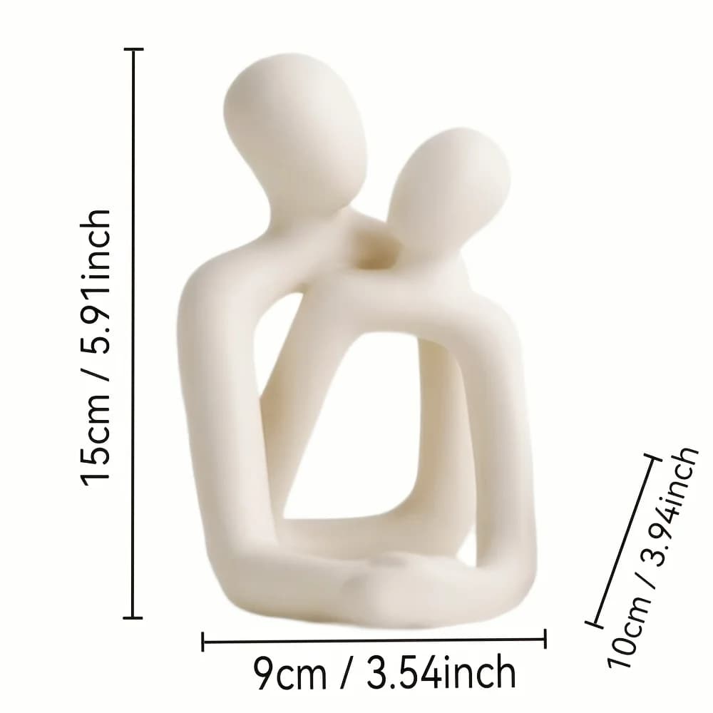 Sculpture abstraite de couple s'embrassant, figurine en résine minimaliste moderne, effet lumineux c