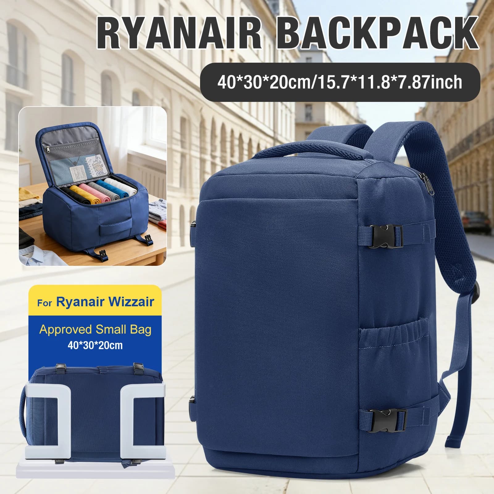 Sac pour hommes et femmes, sac à dos de voyage taille cabine, sac à dos 40x30x20 Ryanair, sac de cab
