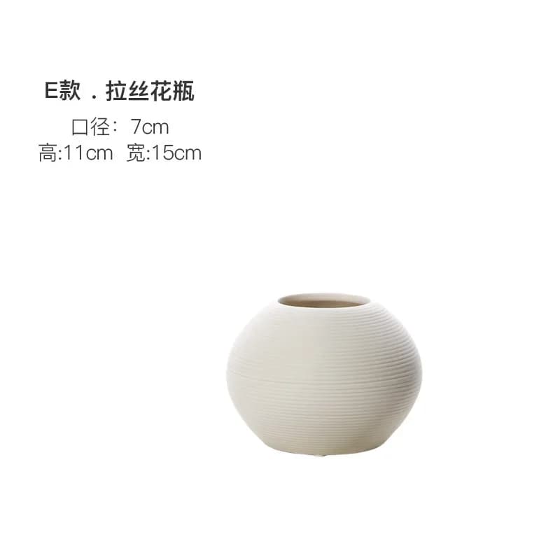 Vase de fleurs séchées en céramique brossée blanche, artisanat d'art nordique, ornements créatifs mi