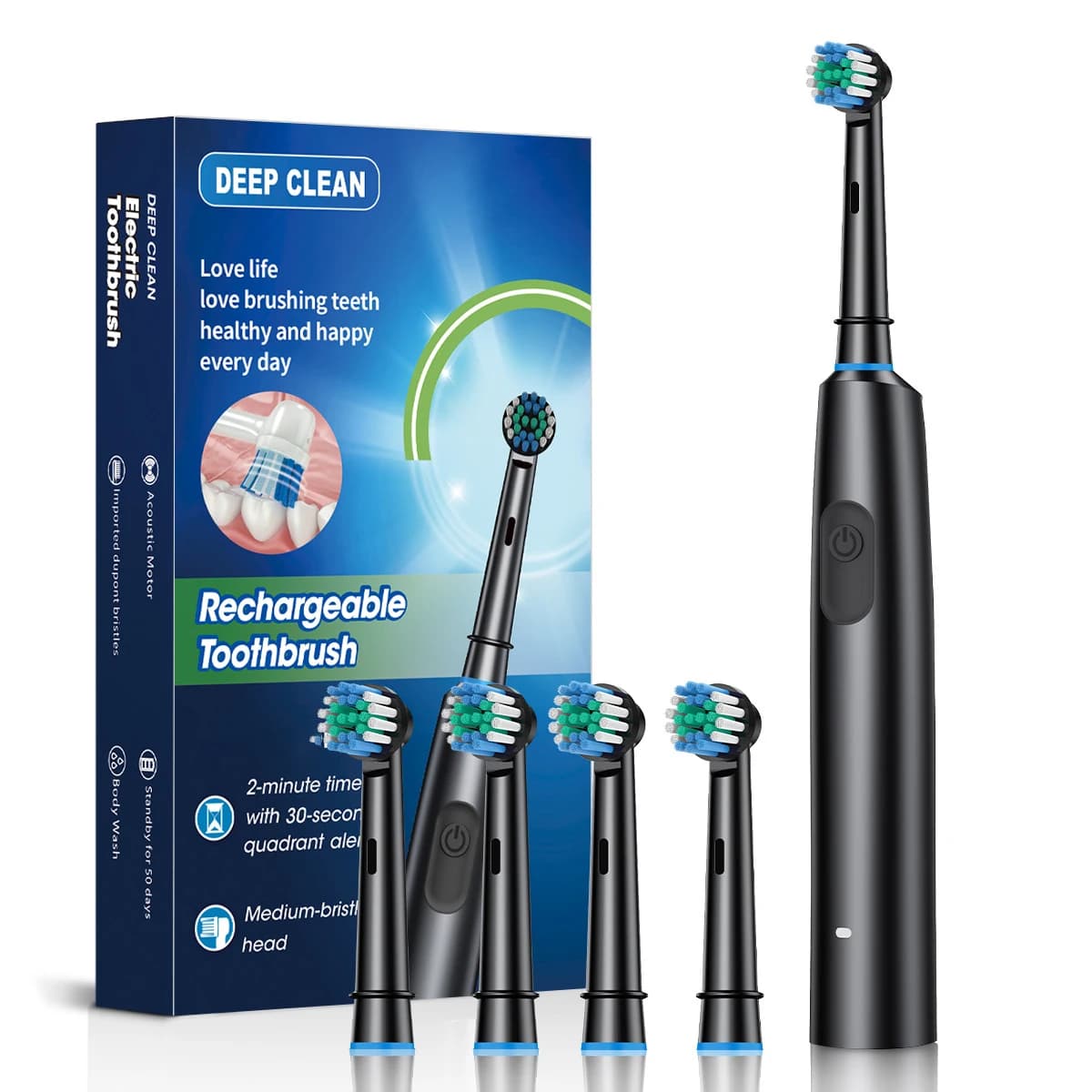 Brosse à dents électrique étanche avec minuterie, brosse à dents électronique aste avec 8 têtes, liv
