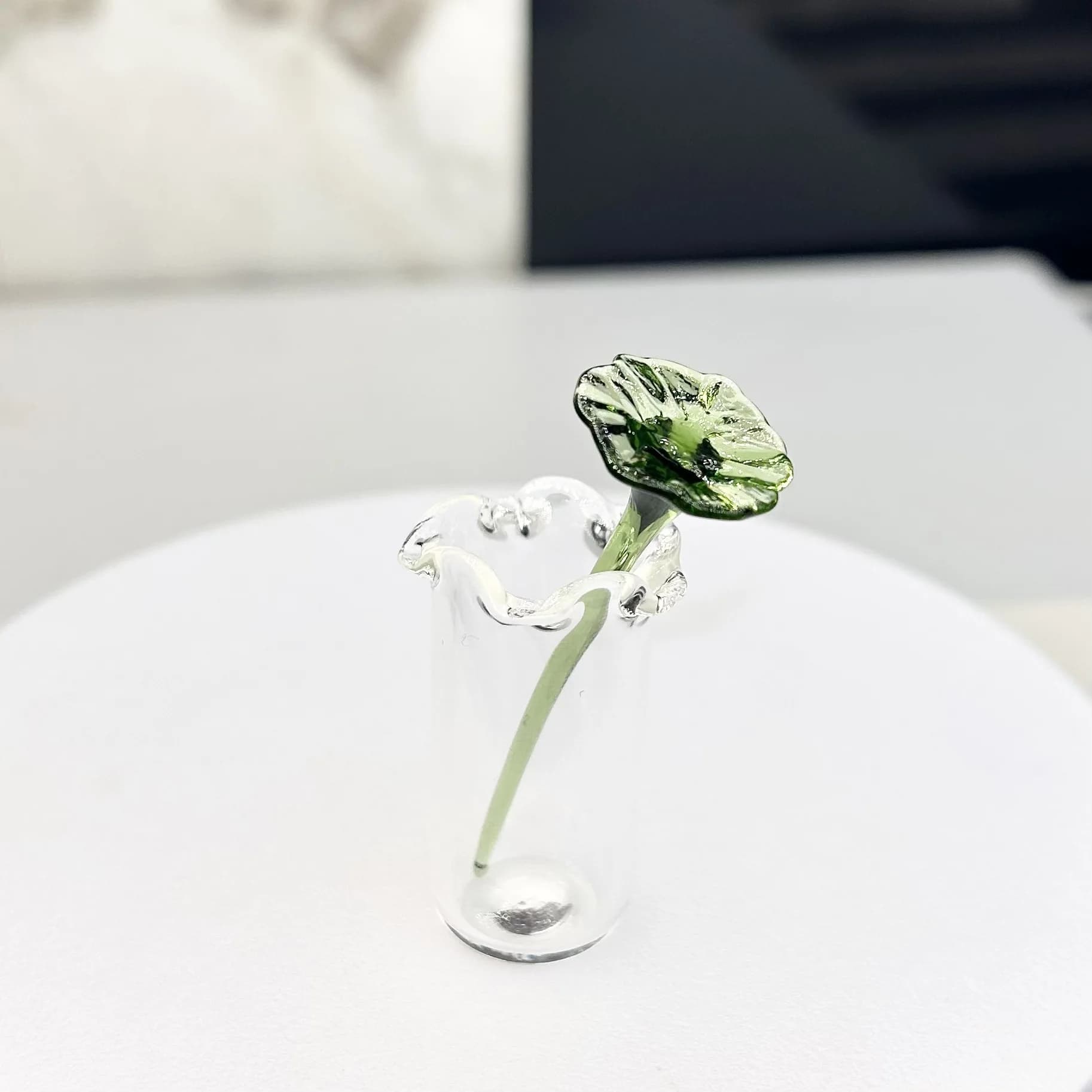 Mini Bouquet de fleurs de Simulation en verre, petit Vase en fer à cheval, Lotus, tulipe, ornements 