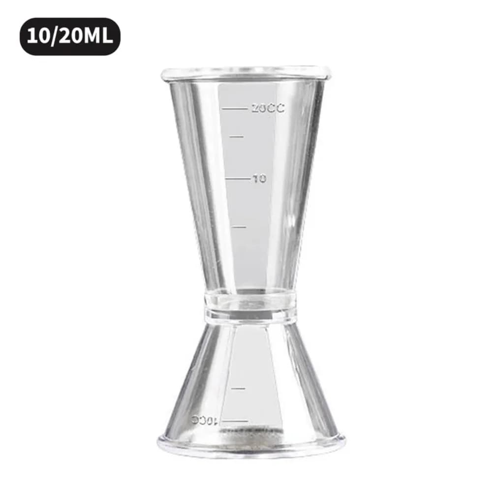Gobelet doseur à cocktail en résine à double tête avec échelle, tasse à mesurer transparente en cont