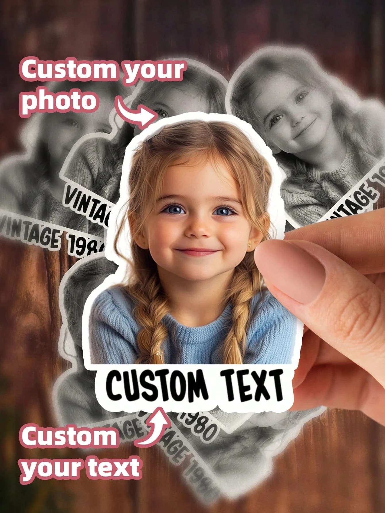 Autocollants photo personnalisés sur mesure avec portrait d'animal de compagnie pour la décoration d