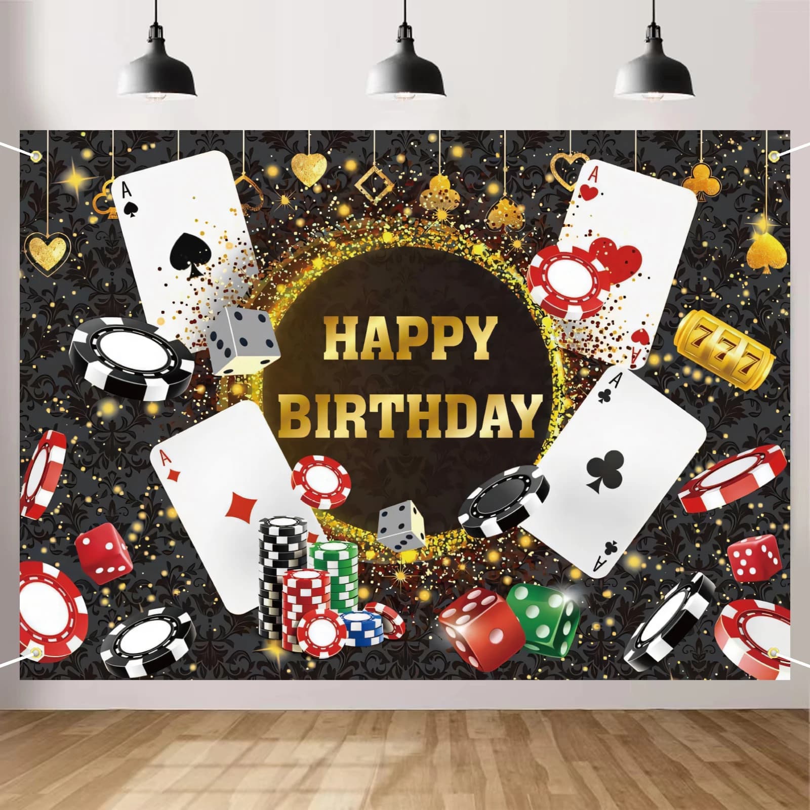 Toile de fond d'anniversaire de Casino Las Vegas, arrière-plan de fête de nuit de Casino pour thème 