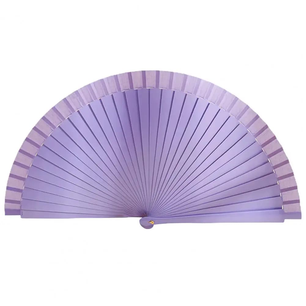 Éventail violet de style chinois, couleur unie, à tenir à la main, pour spectacles de danse, cadeau