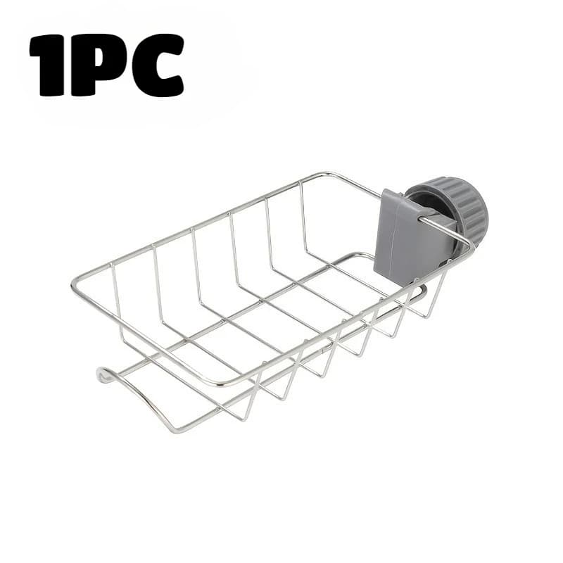 Support d'évier de cuisine réglable en hauteur, support flexible pour robinet, rangement pour éponge