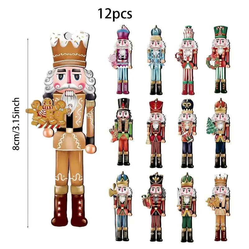 Ensemble décoratif casse-noisette en bois, 12 pièces, cadeau de noël, décoration de fête et décorati