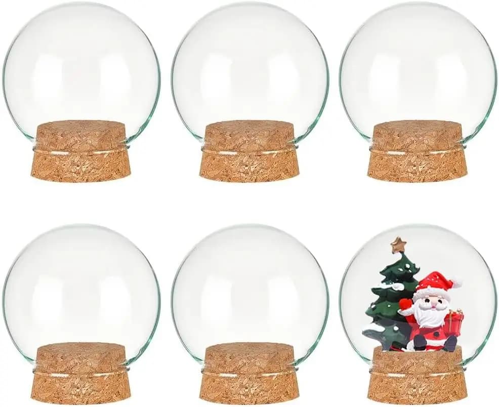 Ensemble de 6 pots d'affichage décoratifs avec couvercle en dôme en verre, pots en verre en forme de