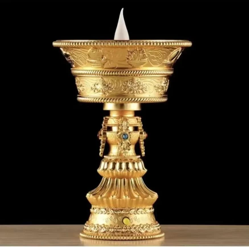 Lampe et chandelier en résine électrique thaïlandaise, LED jaune rechargeable, lampe d'autel bouddhi