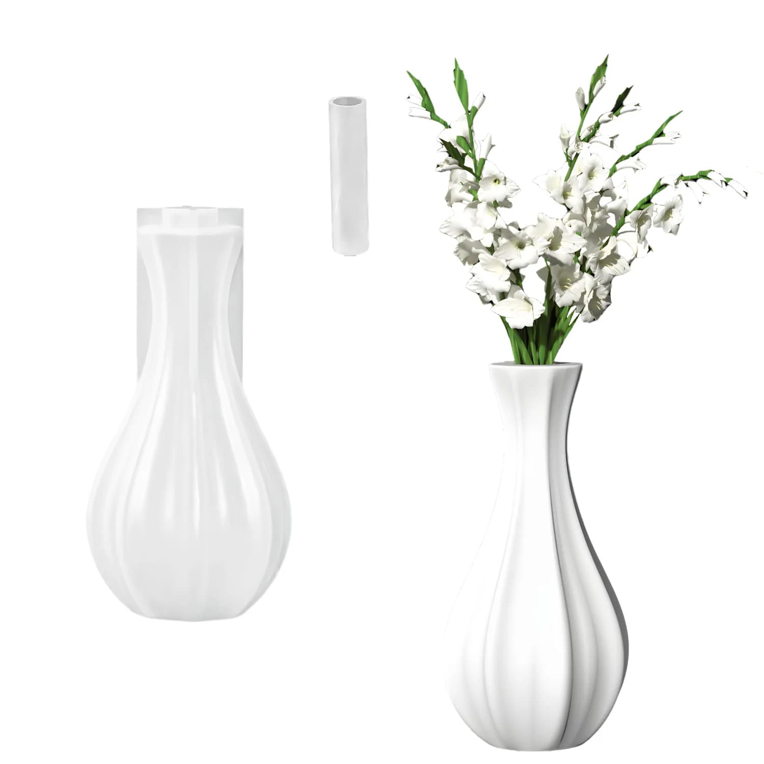 Vase rayé à col étroit, moule en silicone, moule simple pour vase à fleurs en céramique, ornement en
