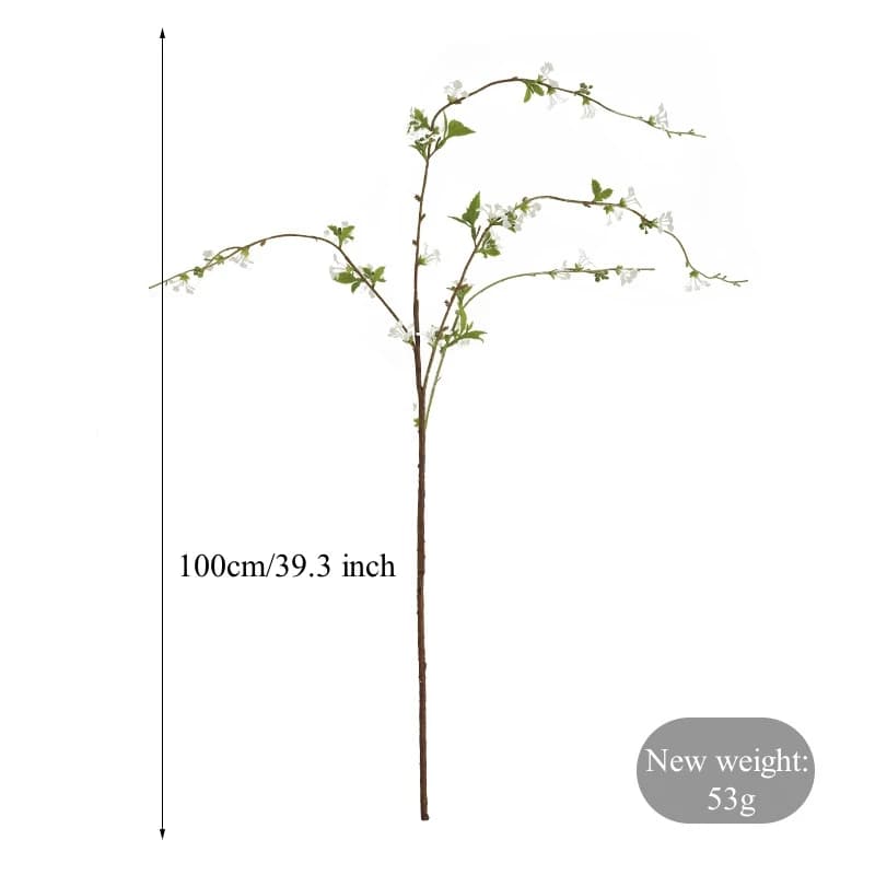 Branche de fleur de saule de neige blanc nordique, plantes vertes, mariage, restaurant, chambre, déc