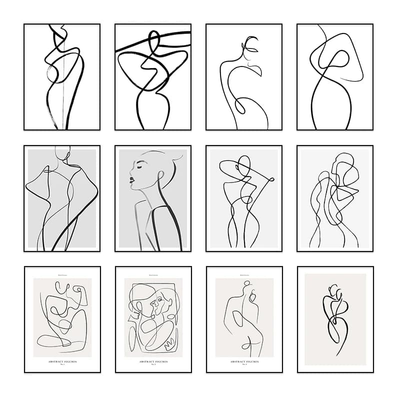 decoration chambre decoration salon decoration tableau decoration maison poster Toile d'art abstrait pour femmes, décor de salle moderne, esthétique, noir et blanc, images imprimées pour la maison, pe