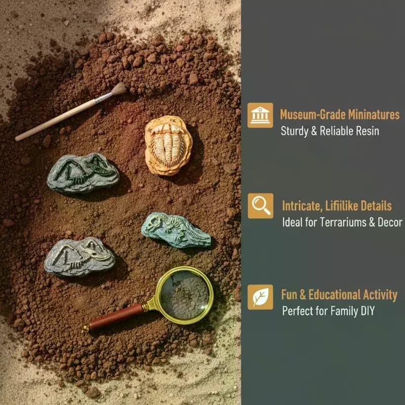 4 pièces d'ornements de dinosaures fossiles simulés, mini décorations de micro-paysages, accessoires de bricolage pour bureau