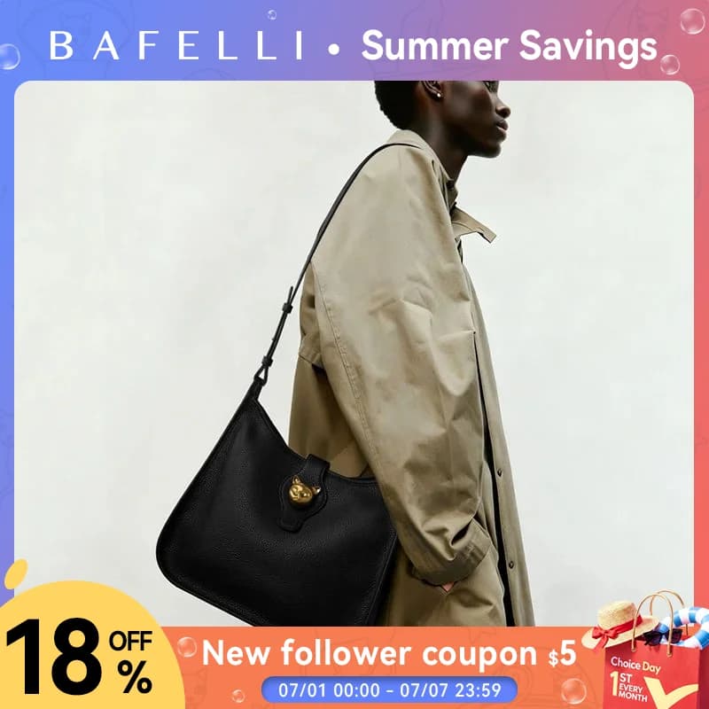 BAFELLI Nouveau sac seau en cuir de bétail naturel pour femme – Épaule et bandoulière polyvalentes et chics
