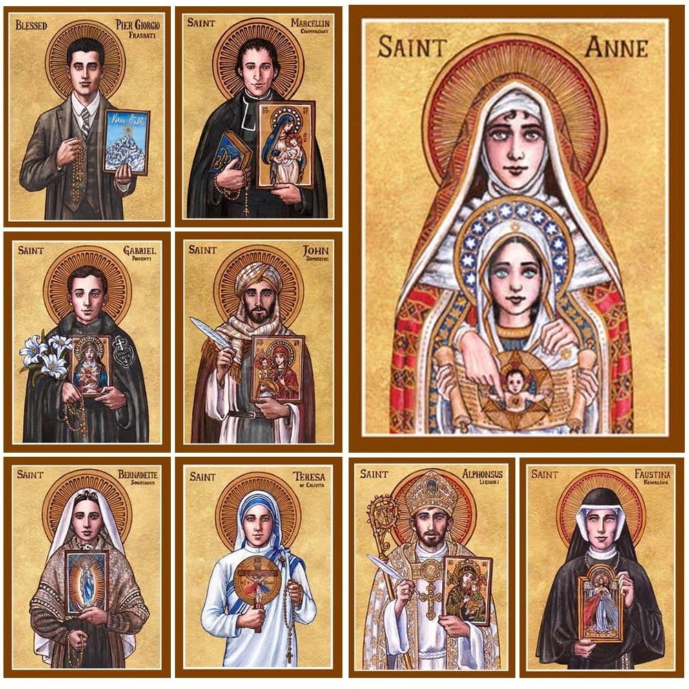 Peinture murale sur toile de la religion Sainte Anne, mère de la Vierge Marie, affiche nordique sans cadre