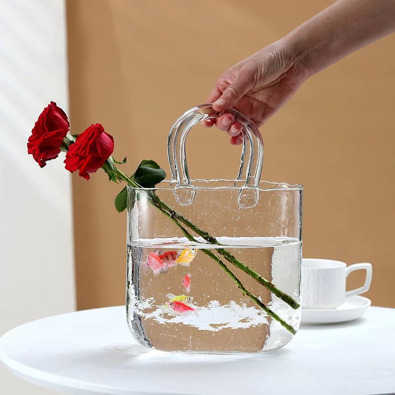 Vase à main en verre pour fleurs