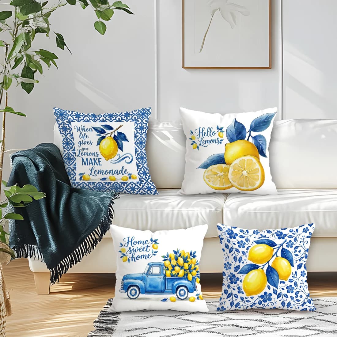 Housse de coussin Lemon Text, taie d'oreiller, décoration inspirée de la fantaisie pour votre maison, housse de coussin pour canapé, salon, lit, décoration de voiture