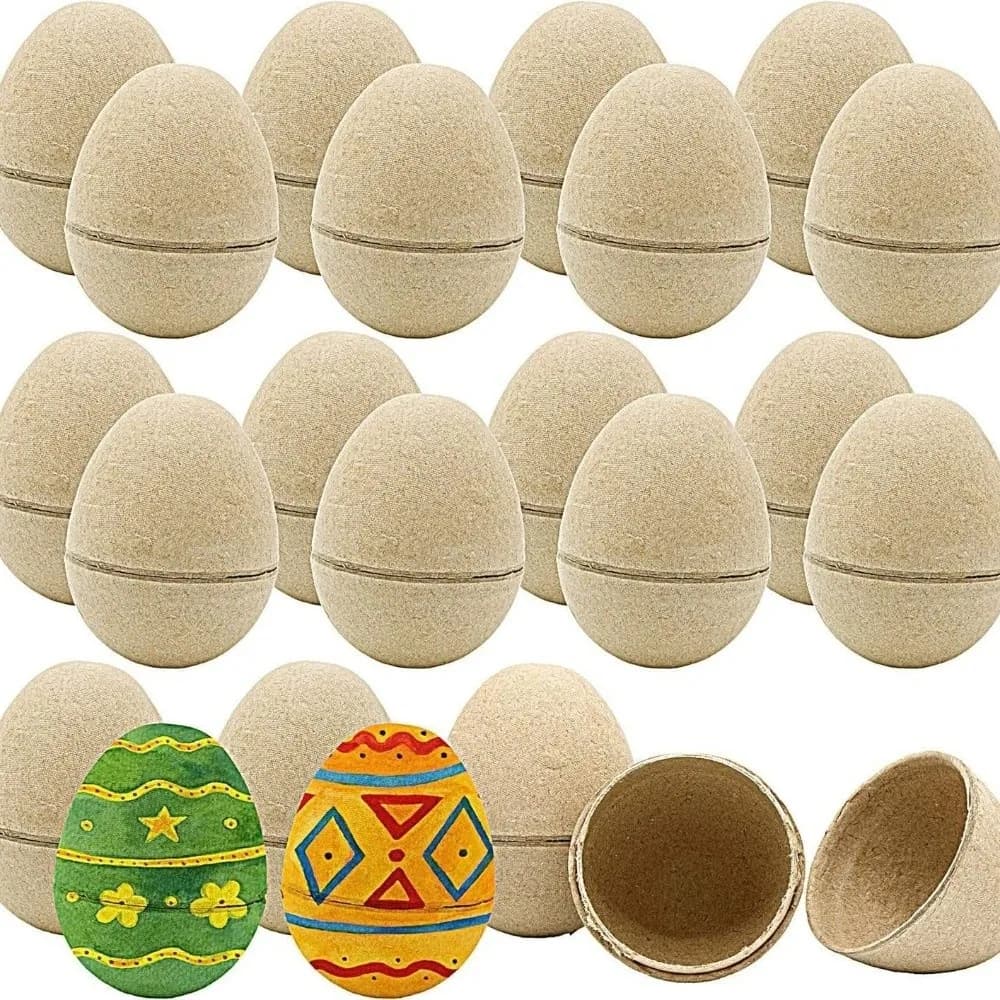 Œufs de Pâques en papier artisanal non peints, adorables œufs de Pâques vierges à peindre, décoratifs, simulés, œufs de Pâques DIY, cadeaux de fête