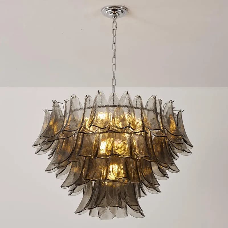 Lustre Led d'intérieur en verre gris Murano