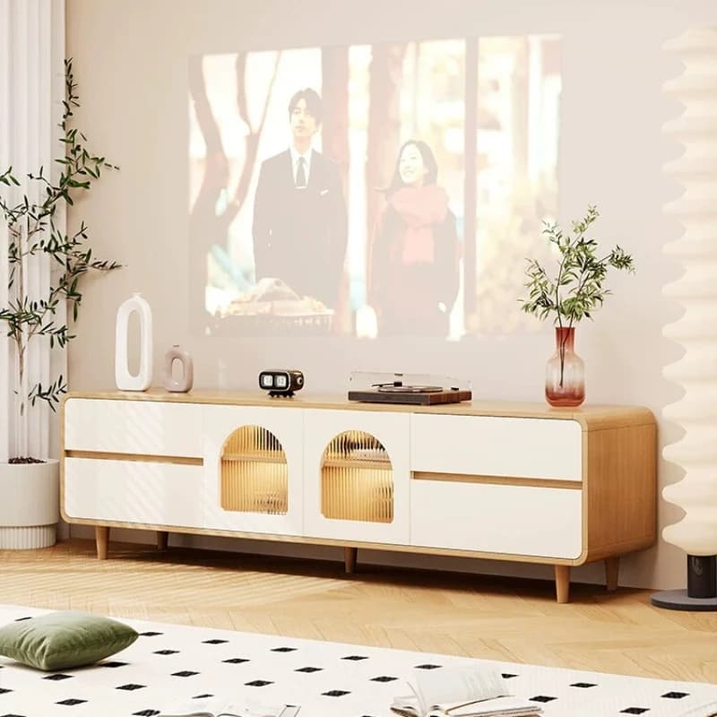 Meuble TV en bois massif blanc pour salon, meuble de rangement intelligent pour téléviseur, meuble mural en noyer, mobilier de salon, décoration moderne