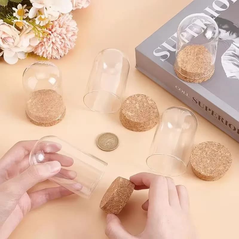 Mini Bocaux Décoratifs en Verre avec Base en Liège