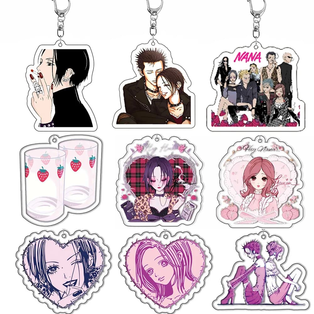 Mignon Nana porte-clés pour accessoires Anime sac pendentif porte-clés anneau bijoux Fans amis cadeaux école Couple drôle dessin animé