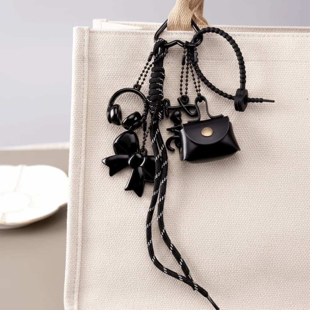 Mini sac à main en cuir PU tendance avec pendentif en corde tressée Maillard
