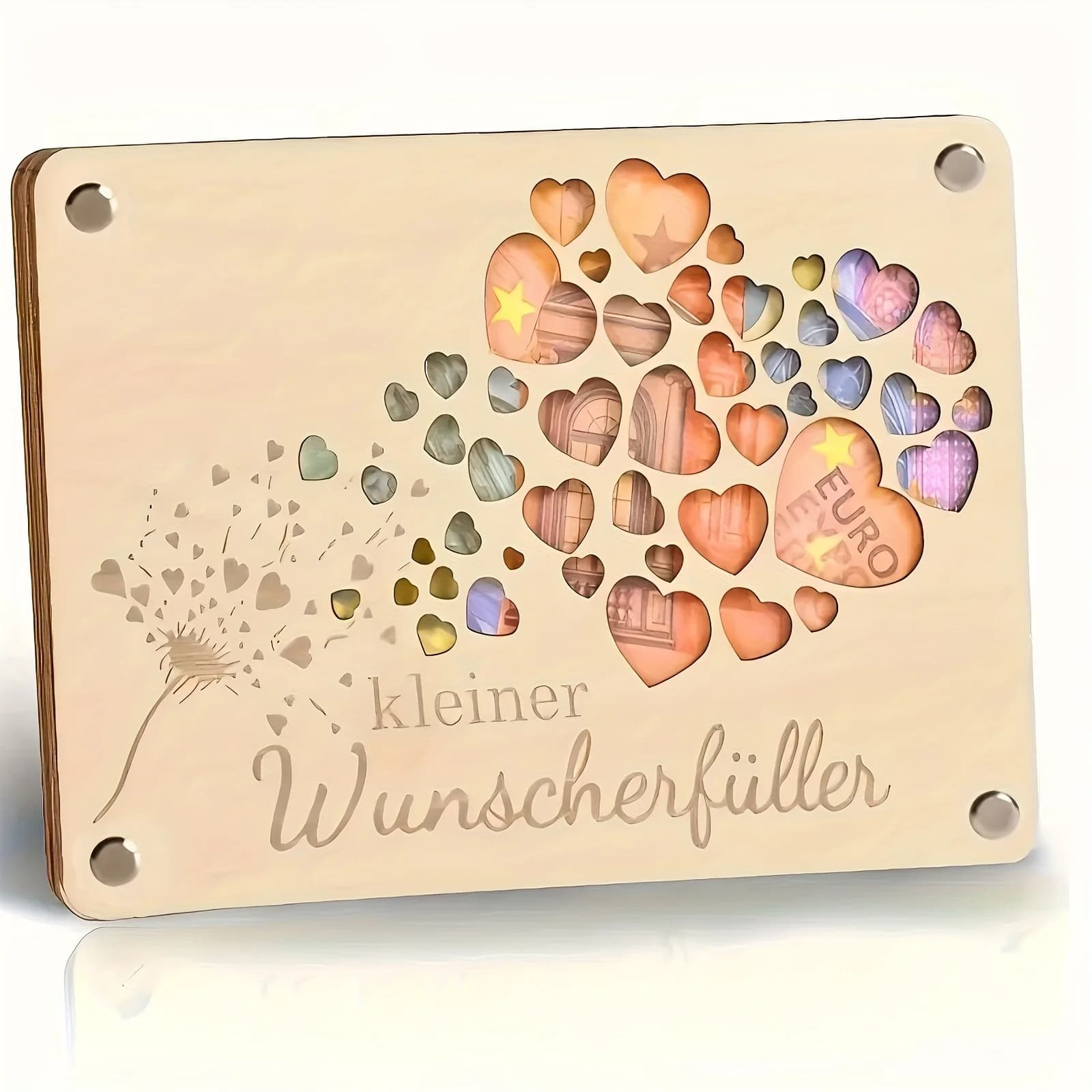 Cadeau de carte de vœux en espèces en bois – Design d'amour unique, adapté aux anniversaires, mariages, cérémonies pour adultes, cadeaux de confirmation en voyage