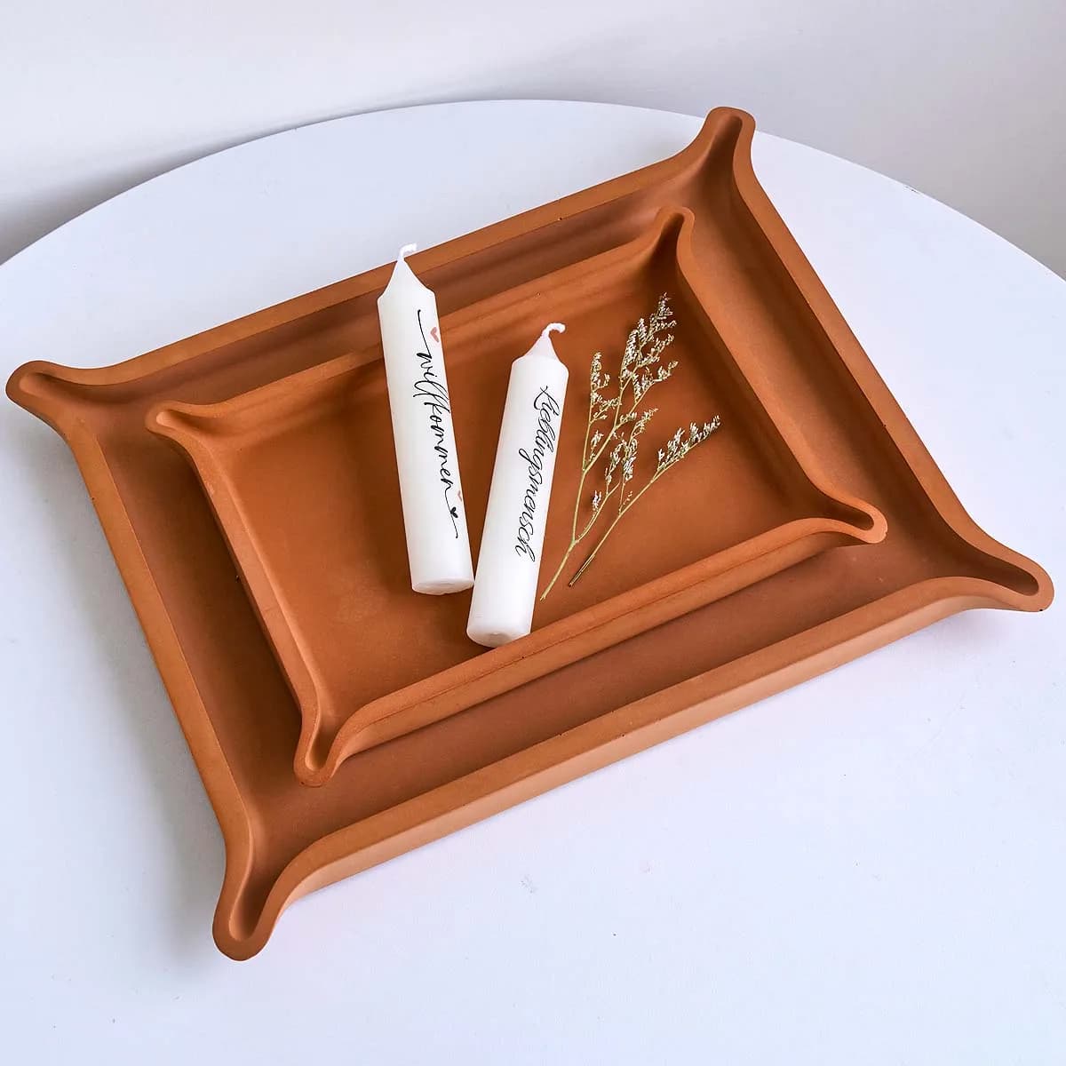 Moule en silicone pour plateau décoratif carré, coins incurvés, pour résine époxy, plâtre, bougies, présentoir à bijoux, artisanat et fabrication de cadeaux