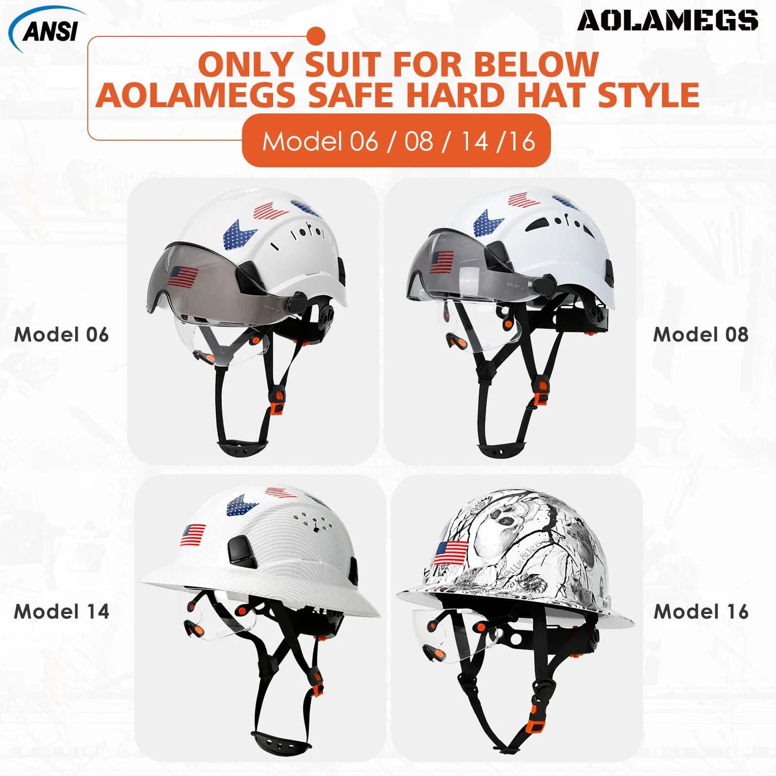 Accessoires de lunettes de sécurité pour casque de sécurité modèle Aolamegs