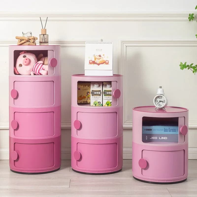 Table de oral et Ronde en Plastique Rose pour Chambre à Coucher, Décoration de Salon, Esthétique, Petit Espace, Amolette, Kawaii
