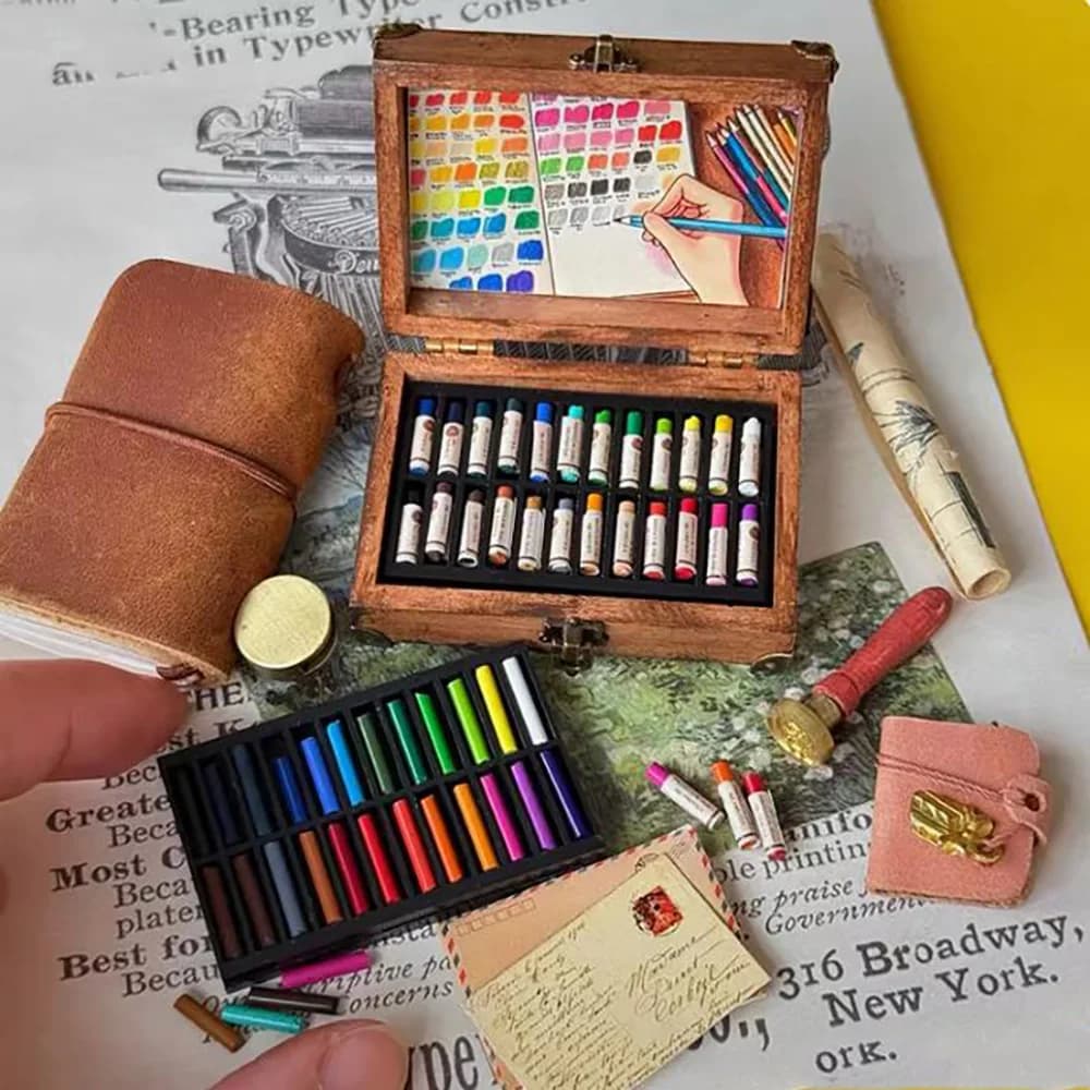 Mini Crayon Miniature pour maison de poupée 1:6, bâton de peinture à l'huile ou modèle de dessin pour accessoires d'ornement de scène de poupée