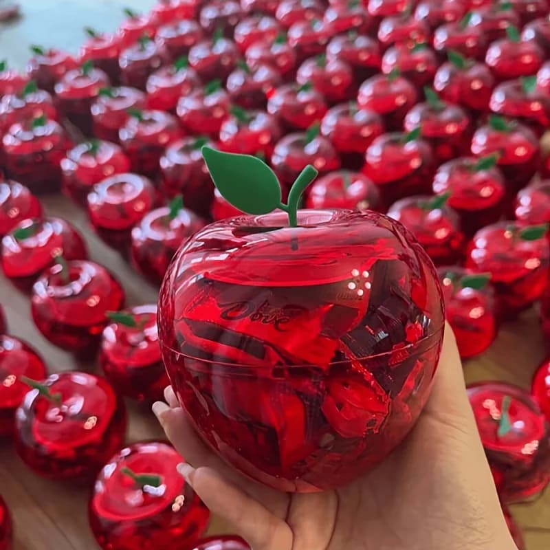 Cadeau pour elle/lui, 6 boîtes à bonbons en plastique en forme de pomme rouge, grande capacité, 3,94 pouces x 3,46 pouces. Convient pour les mariages, les anniversaires