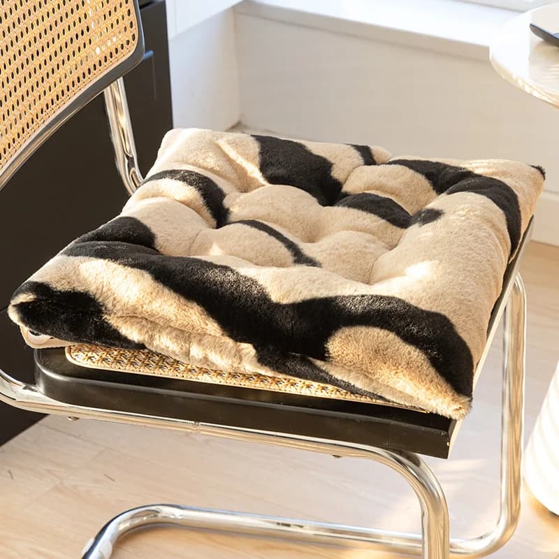 Coussin de chaise en peluche à motif zèbre, épais, pour siège de loisirs, pour le bureau, la maison, l'automne et l'hiver, artefact assis chaud, 2025