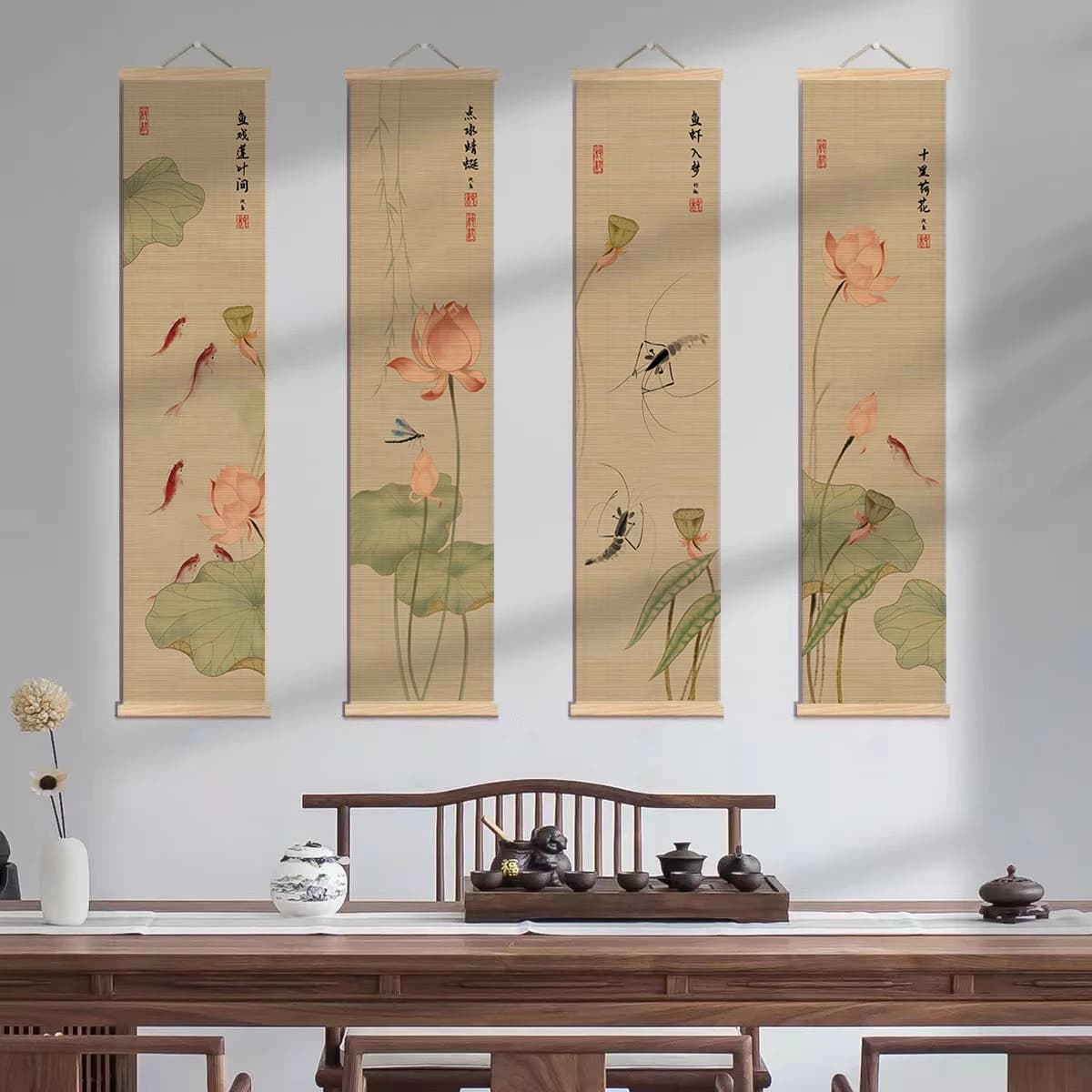 Peinture décorative style chinois en bambou pour salon, bureau, mur de fond, hall d'entrée, salle de thé, peinture zen en bambou