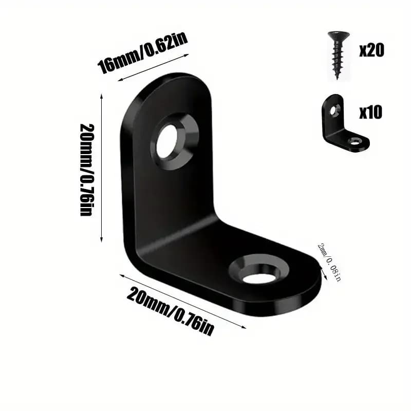 Accessoires de Support à Angle droit en forme de L noir avec vis